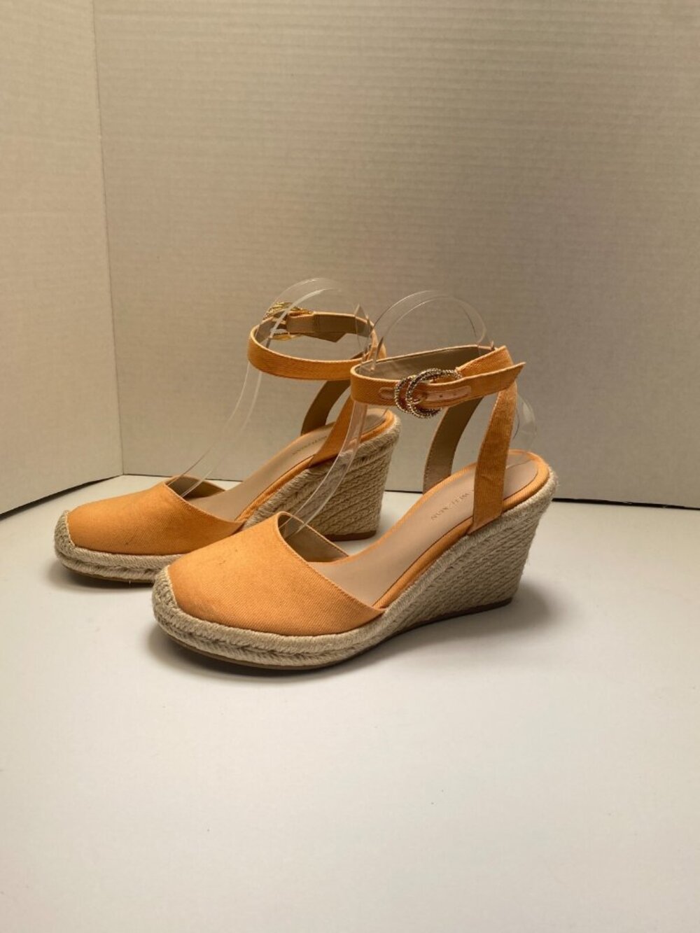 Stuart Weitzman Women's Natural Crystal Buckle Espadrille Wedge Sandal Sz 11 - Picture 6 of 6